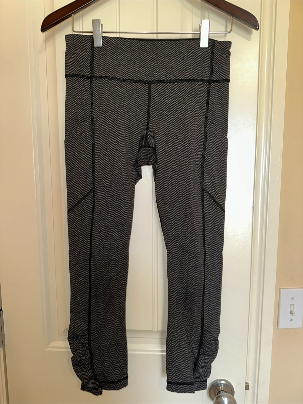 Lululemon Pace Rival Crop Leggings Herringbone Gray Size 6